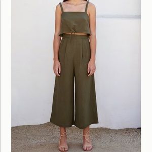 Olive Crop Culotte Pants